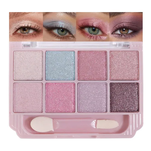 Vista 11 de SUAKE Paleta de sombras de ojos rosa nude, mate y brillante, alta pigmentación, 20 colores, marrón y morado para maquillaje de ojos, paleta