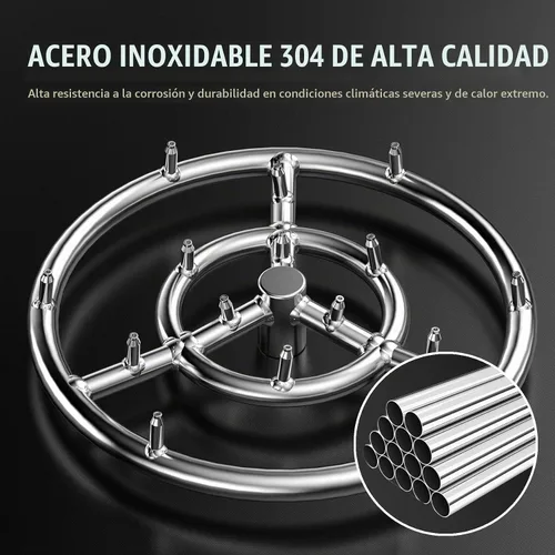 Vista 5 de Skyflame Anillo redondo de acero inoxidable de 30.5 cm para quemador de fogata - Llama alta
