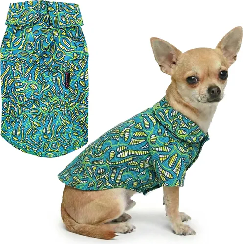 Vista 53 de Parisian Pet Camisa para perro de Amazonia - Ropa de algodón para perros pequeños - Elegante traje tropical para perros - Ropa ligera y suave