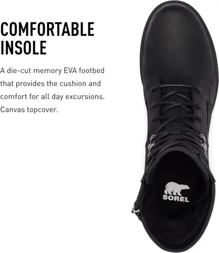 Vista 5 de SOREL Botas Emelie de encaje para mujer, botas de invierno de cuero impermeable