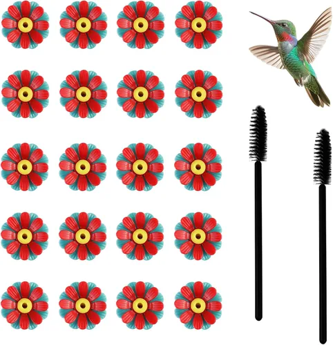 Vista 10 de 20 piezas de repuesto para comedero de colibríes con cepillo de limpieza, piezas de repuesto para alimentador de flores (morado)
