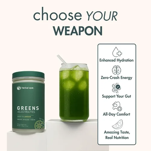 Vista 2 de Nutrition Daily Super Greens & Electrolytes Powder - Salud intestinal, hidratación, energía y alivio de la hinchazón - Espirulina, clorella, pre