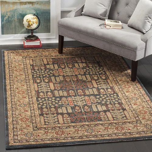 Vista 17 de SAFAVIEH Mahal Collection - Alfombra decorativa, 2.2 x 4 pies, azul marino y natural, diseño oriental tradicional, no desprende pelusa y de fácil