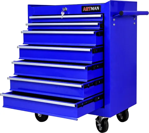 Vista 20 de Caja de herramientas con ruedas con 4 cajones, carrito de herramientas multifuncional, almacenamiento de herramientas, organizador de herramientas
