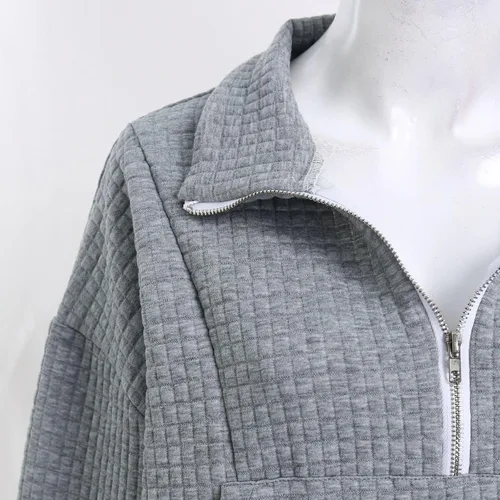 Vista 5 de SHAOBGE Sudaderas con capucha para mujer, con media cremallera, de vellón, con cremallera de un cuarto, trajes de otoño, sudaderas con capucha