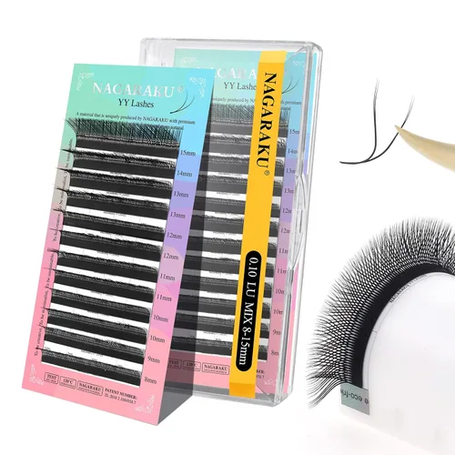 Vista 142 de NAGARAKU YY - Extensiones de pestañas, suministros Y, Lash 4D, Easy Fan, pestañas cruzadas de volumen ruso, pestañas YY, tejidas a mano, malla