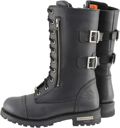Vista 6 de Milwaukee Leather Botas de cuero con cordones tácticas negras de 13 pulgadas de alto para hombre con cremallera con bolsillo de almacenamiento