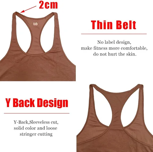 Vista 3 de Lehmanlin Camiseta sin mangas para hombre, con espalda en Y, para gimnasio, fitness, muscular, de secado rápido (paquete de 1 o 3)