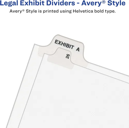Vista 6 de Avery -Style Premium Collated Legal Index Exhibit Divisores, A-Z y tabla de contenido, pestaña lateral, 8.5 x 11 pulgadas, 1 juego (11374)