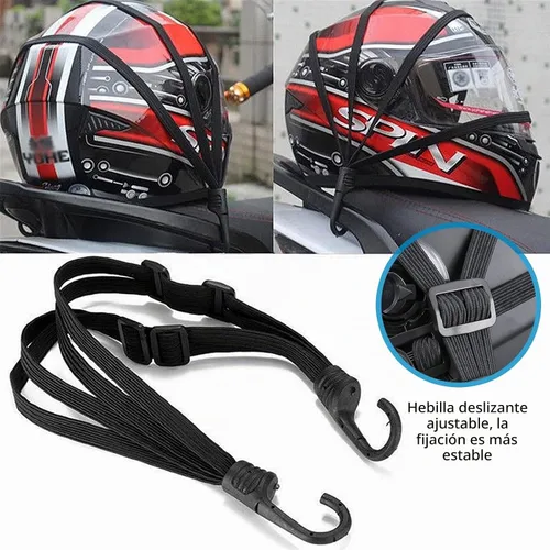 Vista 3 de 3 paquetes de red para motocicleta - 2 paquetes de red de equipaje elástica resistente de 40 cm + red para casco de 23.6 pulgadas / 60 cm