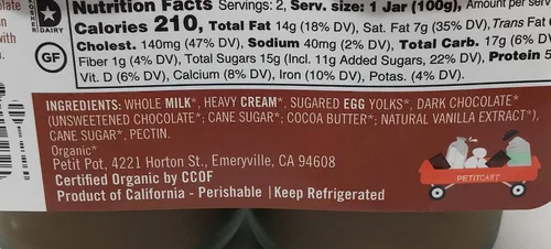 Vista 4 de Petit Pot Pudín francés orgánico Chocolate negro Sin gluten Kosher Listo para comer Sin ingredientes artificiales, sin conservantes 7