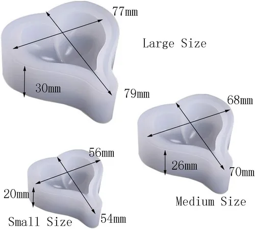 Vista 3 de Molde epoxi con forma de corazón profundo de 6 estilos, molde de silicona de tamaño de más de 1 pulgada, cuentas en forma de corazón de amor