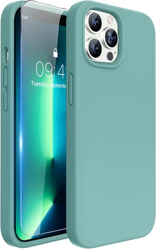 Vista 8 de Miracase Funda diseñada para iPhone 13 Pro Max con protector de pantalla, [forro de microfibra suave antiarañazos], funda protectora de silicona
