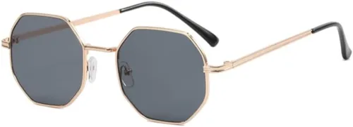 Vista 13 de ENTHYI Gafas de sol de polígono para mujeres/hombres, gafas de sol vintage octágonas de metal