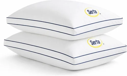 Vista 9 de Blue Ridge Home Fashions Juego de 2 almohadas refrescantes tamaño Queen, diseño de algodón transpirable y refrescante de doble cara, almohadas