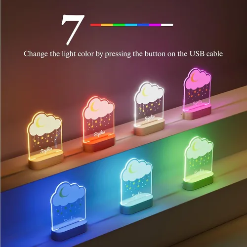 Vista 6 de Bemaystar Regalos personalizados para niños – Lámpara 3D acrílica de estrella, luz nocturna personalizada, nombre personalizado, regalo