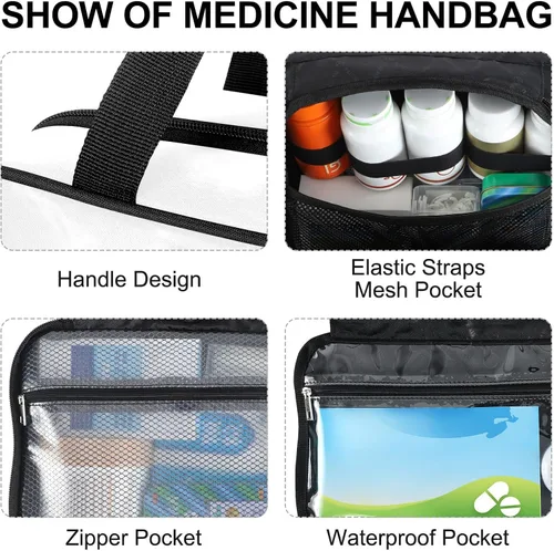 Vista 4 de Naanle Bolsa organizadora de píldoras personalizada con nombre, foto, botella de píldoras de viaje, organizador de medicamentos, bolsa