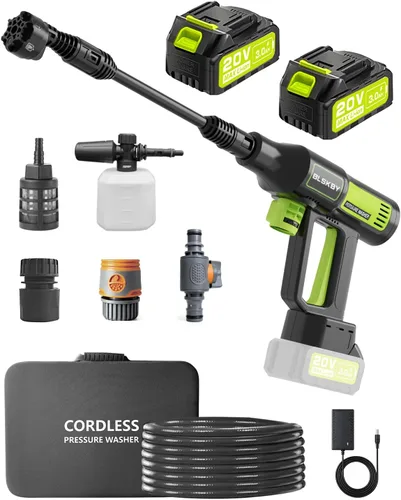 Vista 9 de Lavadora a presión portátil inalámbrica con adaptador de grifo - 2 paquetes de baterías 1200 PSI Lavadora de energía inalámbrica operada por batería