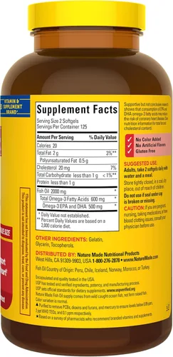 Vista 7 de Nature Made - Suplementos de aceite de pescado Omega 3, 2000 mg por porción en cápsulas blandas, aceite de pescado Omega 3 para el apoyo a la salud