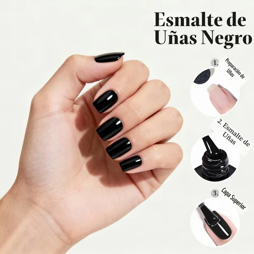 Vista 7 de AZUREBEAUTY Esmalte de uñas negro, secado rápido, natural, súper brillante, profesional para manicura y pedicura en casa