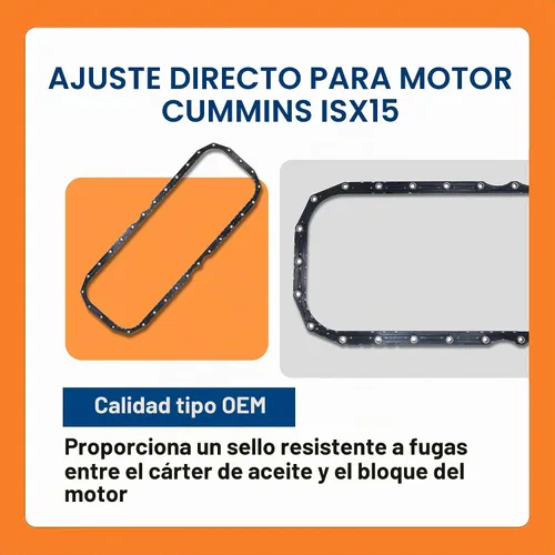 Vista 3 de BTS-4026684 Junta de cárter de aceite, compatible con motor Cummins ISX15, repuesto del mercado de accesorios para OEM 4026684, Junta de Cárter