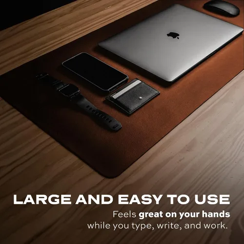 Vista 5 de STATIK TaskPad - Alfombrilla de mouse de cuero para escritorio, funda de escritorio grande impermeable en la parte superior de los escritorios, gran