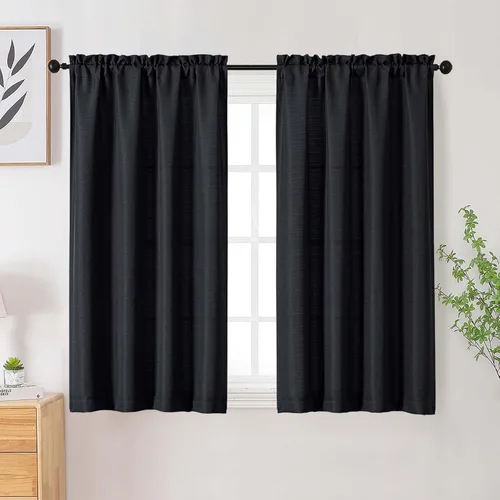 Vista 37 de Cortinas de lino para dormitorio y sala de estar de 96 pulgadas de largo, juego de 2 paneles, con bolsillo para cortinero, filtrado de luz, textura