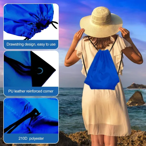 Vista 2 de KUUQA Mochila con cordón, bolsa de almacenamiento para escuela, gimnasio, viajes, Azul, Viajar