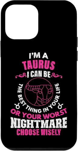 Vista 16 de Funda gráfica para iPhone 13 Pro Max con signo zodiacal divertido soy un tauro