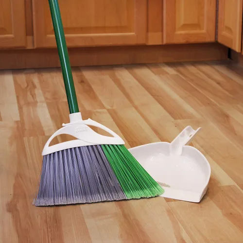 Vista 5 de Libman Commercial 206 - Escoba angular de precisión con bandeja para el polvo, mango de acero, 11 pulgadas de ancho, verde y blanco (paquete de 4)