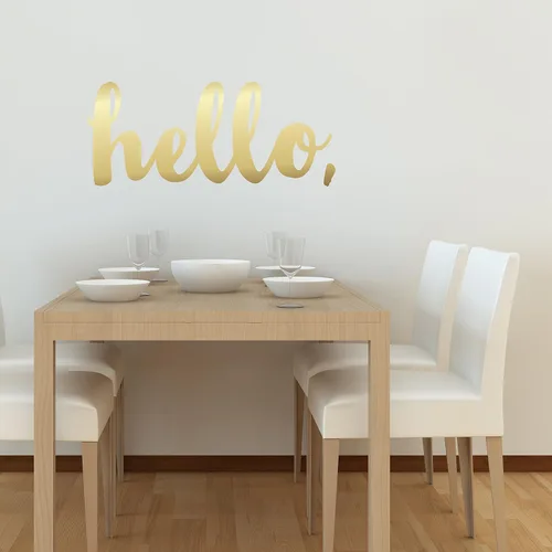 Vista 3 de Hello Decal – El oro Kiss – Cut Hello calcomanía decorativo para pared, diseño de cita by chromantics