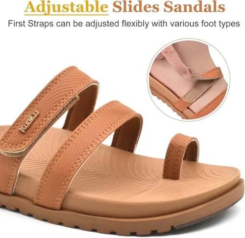 Vista 3 de KuaiLu Sandalias para mujer con fascitis plantar, soporte de arco de moda, cómodas, ajustables, ligeras, ortopédicas