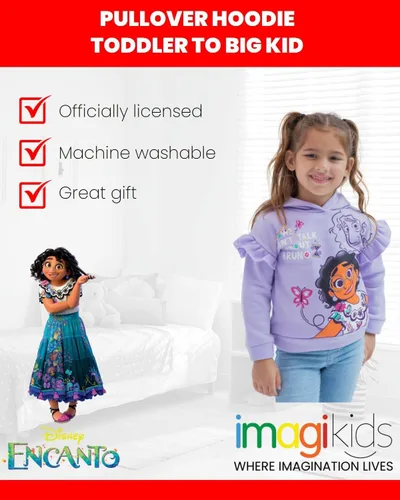 Vista 4 de Disney Encanto Mirabel - Sudadera con capucha de forro polar para niñas pequeñas y grandes
