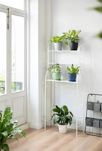 Vista 4 de Mkono Macetas de plástico de 7.5 pulgadas para plantas con platillos, juego de 5 macetas de plástico para interiores, maceta moderna con orificio