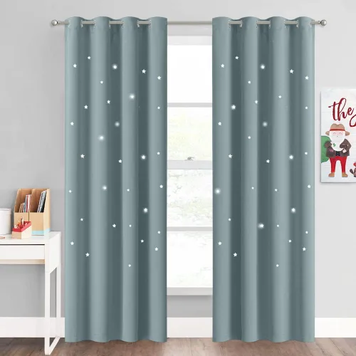 Vista 18 de NICETOWN - Cortinas de oscurecimiento de habitación con estrellas en rosa bebé, de 45 pulgadas de largo para dormitorio de niñas, cortinas