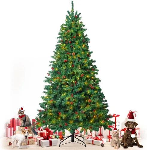 Vista 12 de Fencer Wire Árbol de Navidad artificial preiluminado de alta calidad de 6 pies con 800 puntas de ramas prearticuladas y soporte plegable, 250 luces