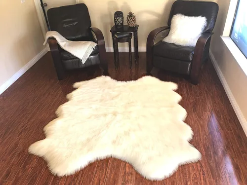 Vista 74 de LAMBZY Alfombra de piel de oveja auténtica, parte inferior gruesa y fuerte, fácilmente lavable, resistente a las manchas, perfecta para sala