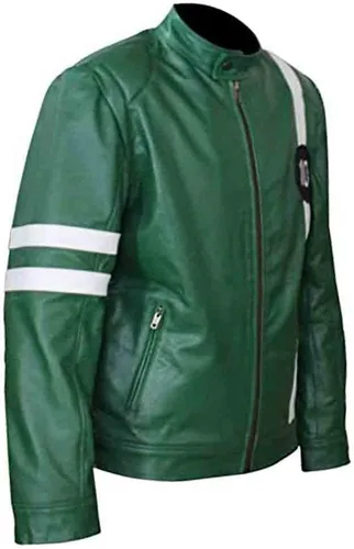 Vista 5 de Green Ben-10 - Chaqueta de motociclista para adultos Tennyson Alien Swarm Ryan Kelly de piel sintética ultra suave