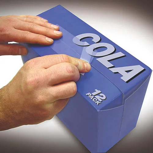 Vista 5 de 3M ScotchPad Packaging Tape Pad 3750P es un respaldo de polipropileno con un adhesivo de resina de caucho. Hojas de cinta precortadas y acolchadas