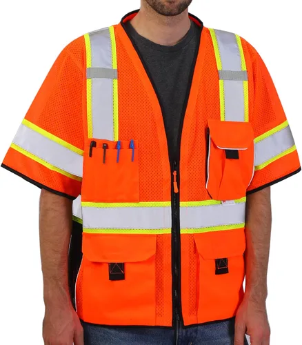 Vista 9 de Dib Safety Heavy Duty Safety Vest Reflective with Pockets Made with 3M tape Negro