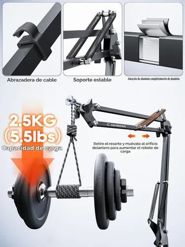 Vista 6 de Soporte de cámara superior, soporte de cámara de escritorio con brazo articulado, capacidad de carga de 5 libras, soporte ajustable de 360°