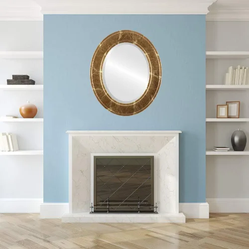 Vista 3 de ovalandroundmirrors. com Oval Espejo biselado en un estilo Montreal champaña Oro marco