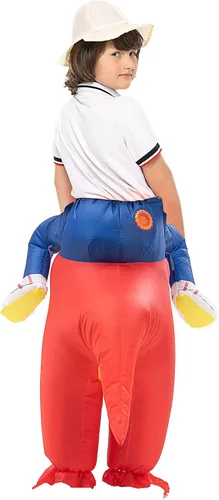 Vista 5 de EWEP Disfraz inflable de dinosaurio para niños (47 - 59 pulgadas) divertido disfraz de dinosaurio de montar T-Rex