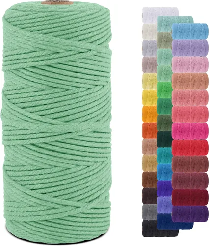 Vista 62 de Cordón de macramé de 0.079 pulgadas, cuerda de algodón natural de 109 yardas, hilo de cuerda de macramé para manualidades, ganchos de pared