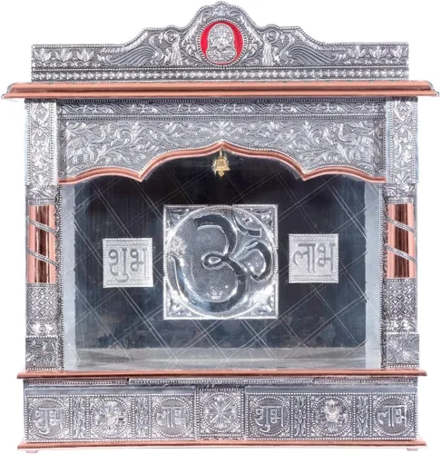 Vista 6 de Mandir de plata para el hogar - cobre oxidado - sin puerta (mediano)