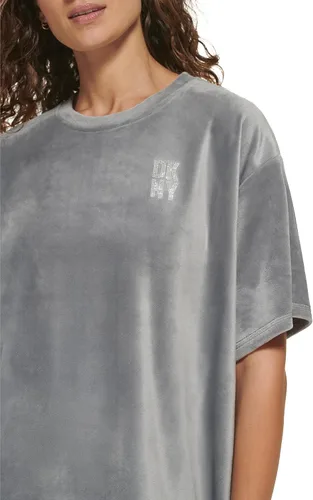Vista 4 de DKNY Women's Sport Boxy Velour Short Sleeve Pullover