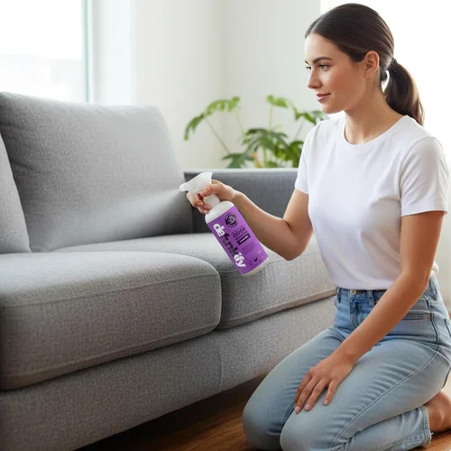 Vista 9 de Spray ambientador de tela, 32 oz. Spray removedor de olores 'lavanda'. Desodorizador de zapatos, desodorante de alfombras, eliminador de olores