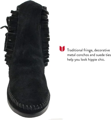Vista 3 de Minnetonka Botas de suela dura de 2 botones para mujer, Marrón (Brown Suede), 0