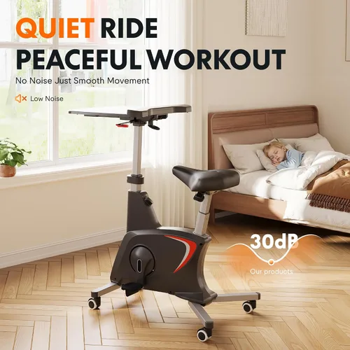 Vista 8 de FLEXISPOT V9 Exercise Bike with 2D Desktop, Space Saving Under Desk Bike with Removable Desk, Stationary Bikes Indoor Cycling Bikes with 8 Level V9