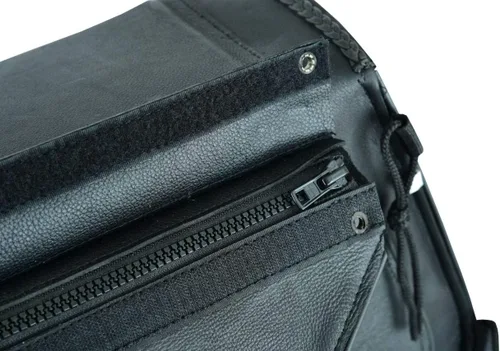 Vista 4 de Maleta impermeable de cuero genuino para motocicleta con funda para pistola en el interior marrón y negro tachuela/sin tachuelas